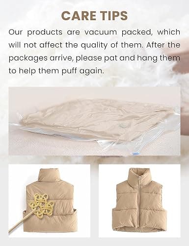 UANEO Cropped Puffer Vest Women Zip Up Stand Collar Sleeveless Padded Crop Puffy Vests thumbnail 6