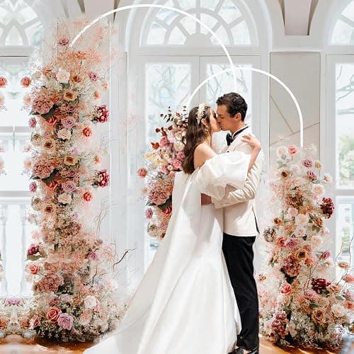 Fomcet Metal Arch Backdrop Stand Set of 2 Wedding Arch Stand White 7.2FT & 6FT Arched Frame for Birthday Party Baby Shower Graduation Ceremony Decorations thumbnail 2