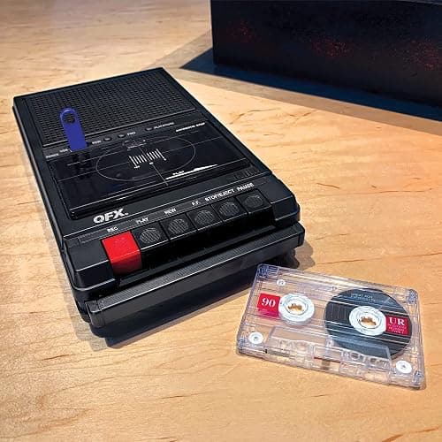 QFX RETRO-39 Portable Shoebox Cassette Tape Recorder – USB to Cassette Recording, Built-in Microphone, 3.5" Bluetooth Speaker, FM Radio, MP3 Playback, Line-in/Out, AC/Battery Powered thumbnail 9