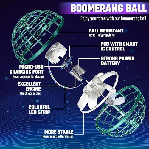 Sosuy 2025 Flying Orb Ball Toys for Boys, Spinner Rotating Hover Boomerang Magical Galaxy Cosmic Handheld Mini Drone Cool Stocking Stuffers Christmas Gifts for Kids Girls Teen Aged 6 7 8 9 10+ Blue thumbnail 3