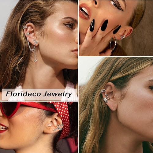 Florideco Ear Cuff Earrings Set for Women Adjustable Fake Earring Cuffs Non Piercing Earring Set Ear Jewelry Set thumbnail 3