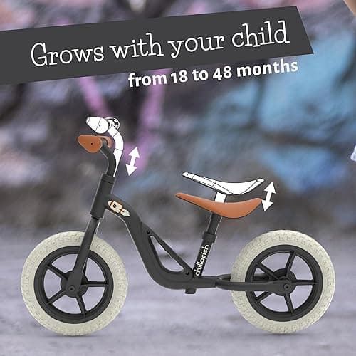Chillafish Charlie Toddler Balance Bike, Lightweight 10-Inch Bike for Boys & Girls 2 to 4 Years Old, Adjustable Seat, Carry Handle & No-Puncture Tires - Standard Wheels - Black thumbnail 2