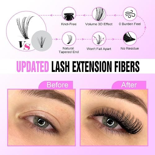 Pawotence Lash Extension Kit DIY 280pcs Individual Lash Clusters Kit 30D Cluster Eyelash Extensions Kit with Lash Bond and Seal, Lash Remover, Lash Tweezers for Self Use (30D, 8-15mm, All Kit) thumbnail 4