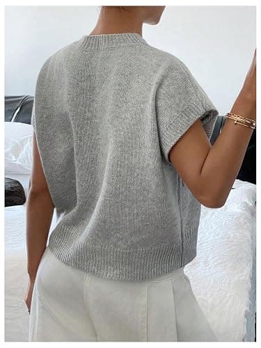 SOLY HUX Women's Short Sleeve Sweater 3D Floral Sweaters Pullover Tank Tops Knit Vest Trendy Fashion Clothing thumbnail 3