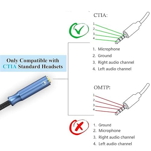 MillSO 3.5mm 4 Pole TRRS Audio Splitter Cable Nylon Braided Stereo Aux Splitter for 2 TRRS Headset to PC Laptop PS4 Xbox Smartphone - 1 FT thumbnail 6