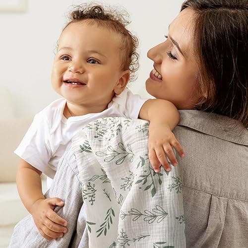 Muslin Swaddle Blankets for Newborn, 3 Pack Breathable Soft Receiving Blanket, Large 38 x 40 inches Swaddle Wrap Burping Clothes Diapers, Essentials Infant Shower Items, Toddler Gift (Bright Colors) thumbnail 3