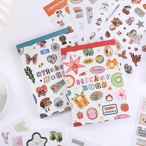 Girl's Korean Sticker Book, Food and Daily Life Theme - 1300+ Cute Dream Style Foodie Stickers, for DIY Scrapbooking Journaling Handbook Decoration Pink thumbnail 2