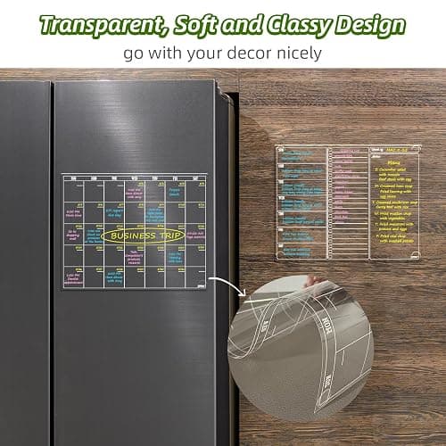JJPRO Non-Magnetic Dry Erase Calendar for Fridge, Monthly Calendar, Weekly Planning Board Bundle for All Smooth Surfaces. Clear Reusable Calendar Stick to Fridge,Cabinet,Door&Glass thumbnail 4