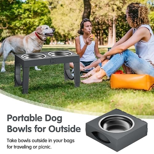 XIAZ Elevated Dog Bowls Large Breed Raised Dogs Bowl Stand Large/Medium Sized Dog Stainless Steel Food Water Bowl Stands 5 Heights Adjustable 9/11/12/14in Pet Feeder Dish Station thumbnail 7
