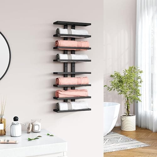 Hoctieon 8 Tier Wall Mount Wine Rack, Wall Racks for Wine Bottles Display and Storage, Hanging Bottle Organizer for Living Room, Dining Room, Wine Cellar, Bar, Black thumbnail 8