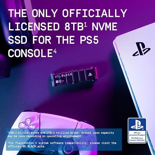 WD_Black 8TB SN850P NVMe M.2 SSD Officially Licensed Storage Expansion for PS5 Consoles, up to 7200MB/s, with heatsink - WDBBYV0080BNC-WRSN thumbnail 3