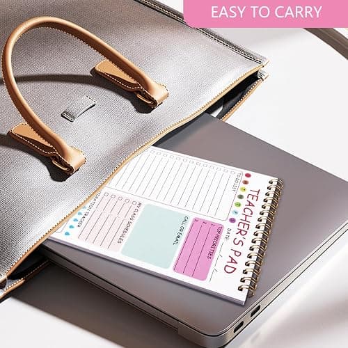 Teacher To Do List Notepad, 8.3x5.8 Inch Teacher Notepad, Spiral Checklist Notebook for Class Schedules, Daily Planner, School Tasks and Goal Setting (Pink) thumbnail 2