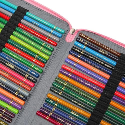 Vomgomfom Colored Pencil Case - 200 Slot Pencil Holder with Zipper Closure, Twill Fabric Large Capacity Pencil Case for Watercolor Pens or Markers, Artist Organizer (Pink Rose) thumbnail 6