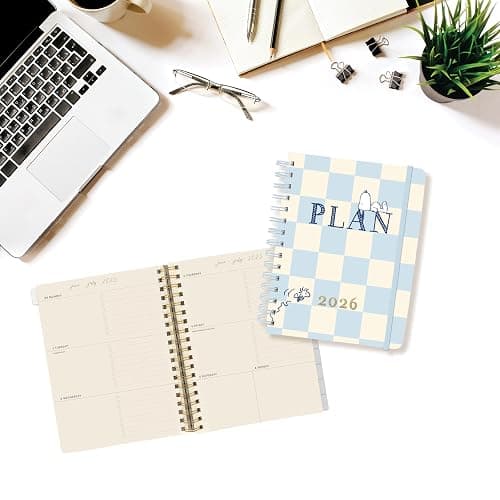 18 Month Planner/Calendar by Graphique, July 2025 – Dec. 2026 Checkerd Peanuts Hardbound Spiral Planner, Monthly Tabs, Holidays, Reminder Stickers, 6” x 8” thumbnail 2