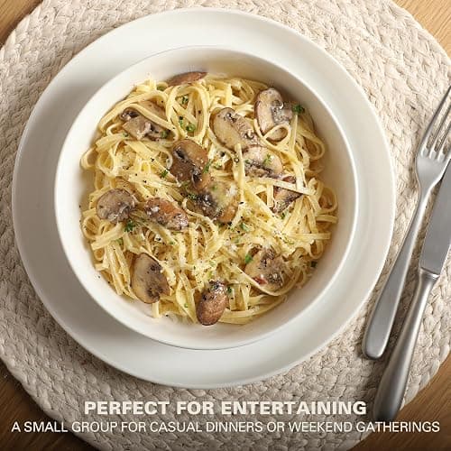 Gibson Home Oslo Porcelain Chip and Scratch Resistant Dinnerware Set, Service for 4 (16pcs), Ceramic Plates and Bowls Dishes Sets, White - Microwave and Dishwasher Safe thumbnail 6