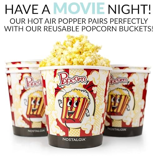 Nostalgia CLHAP12AQ Classic Retro Healthy Hot-Air Tabletop Popcorn Maker, Makes 12 Cups, with Kernel Measuring Scoop, Oil Free, Perfect for Birthday Parties, Movie Nights, Aqua thumbnail 6