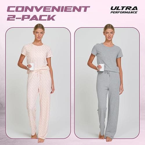 Ultra Performance 2 Pack Womens PJ Pajama Sets PJ’s Pajamas Pants Set's Ladies Soft Lounge Pjs Pajama’s For Women Set thumbnail 5