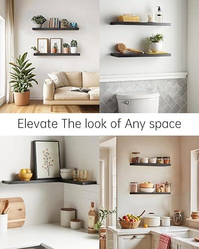 BAYKA Floating Shelves for Wall, 22.5 inches Black Wall Shelves for Bathroom, Bedroom, Living Room, Kitchen & Book, Hanging Display Decor Organizer Shelf with 22 lbs Capacity thumbnail 8