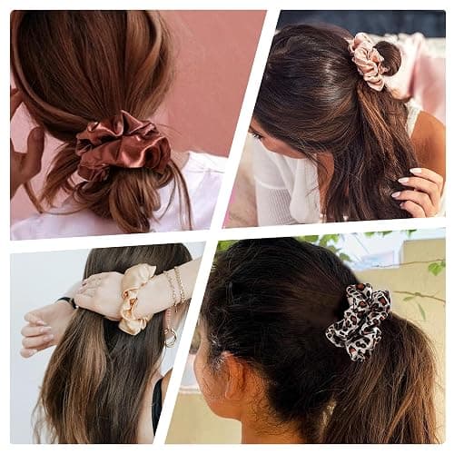 16 Scrunchies for Women - Satin Hair Ties and Bands, Big Ponytail Holders for Thick, Curly Hair, Cute No-Crease Pony Tails, No Damage thumbnail 7