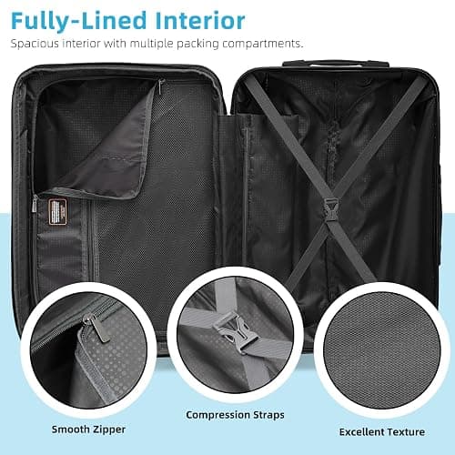 LARVENDER Luggage Sets 3 Piece, Hardside 20 IN Carry on Luggage Airline Approved PC+ABS Suitcase Set with Spinner Wheels TSA Lock, Lightweight Rolling Suitcase for Men and Women, Cheetah Print thumbnail 8