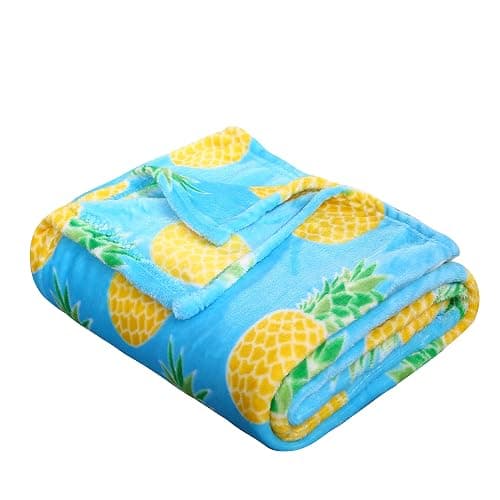 Whimsy Plush Fleece Tropical Throw Blanket (50" x 60") - Pineapple Blanket for Boys, Girls and People of Any Ag thumbnail 5
