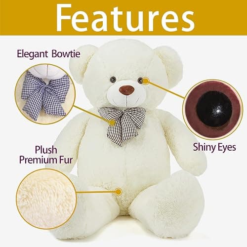 IKASA Giant Teddy Bear Soft Toys Stuffed Animals (120cm, white) thumbnail 5