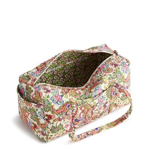 Vera Bradley Women's Premium Cotton Original Duffel Bag – Carry On Weekender Travel & Gym Bag – Vibrant Paisley, 40L thumbnail 2