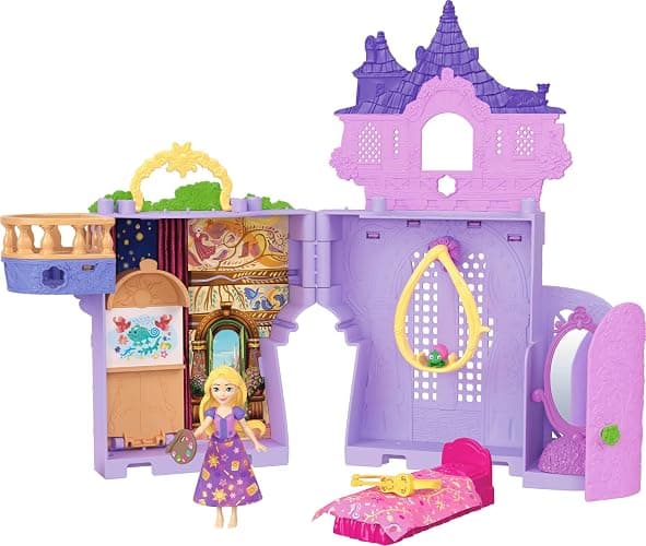 Mattel Disney Princess Toys, Rapunzel Storytime Stackers Doll House Tower with Rapunzel Small Doll, 1 Pascal Figure & 7 Accessories, Inspired by Movie - Image 1