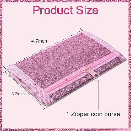 Weewooday 3 Pcs Kids Wallets, White, Blue, Light Purple, Glitter Style | Boys Girls Ages 6-18, Canvas Trifold Wallets with Sticker and Zipper Pocket for Kids and Teens, Christmas Birthday Gift thumbnail 3