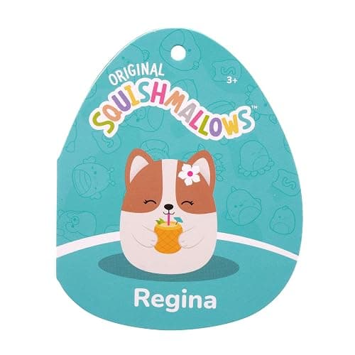 Squishmallows Original 7.5-Inch - Regina The Brown and White Corgi with Pineapple Drink and Flower thumbnail 9