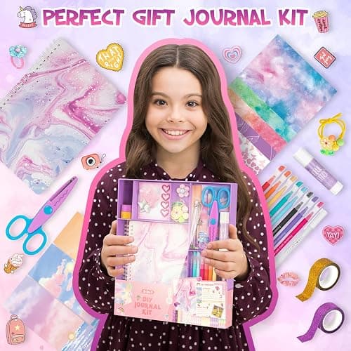 QIYVLOS 2 Pack DIY Journal Kit for Girls, Journaling Diary Toys for Ages 8-13, Arts and Crafts Birthday Stationery Set Gifts for Teen Girls Ages 8 9 10 11 12 13 14 Year Old thumbnail 7