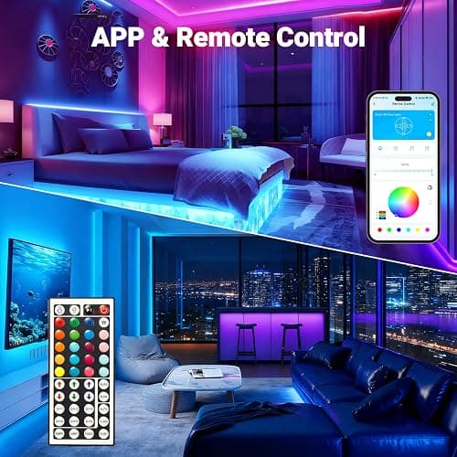 DAYBETTER LED Strip Lights 150 ft, Smart LED Lights for Bedroom, Bluetooth Led Light Strips with Remote, App Control, DIY Colors, RGB Color Changing LED Strip Lighting Music Sync, Party, Room Decor thumbnail 2