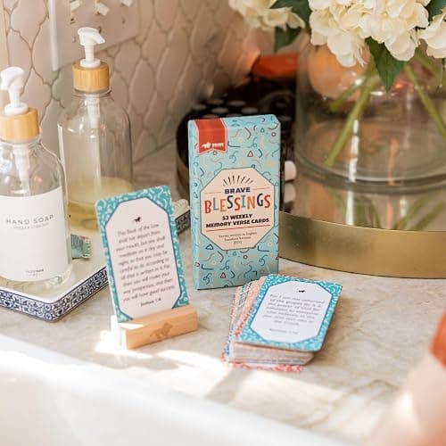 Brave Blessings Bible Verse Cards for Kids: Memory Verses, Flash Cards | ESV Translation, Set of 52 Verse Cards, Includes Wooden Display Stand for Daily Scripture Memory thumbnail 6