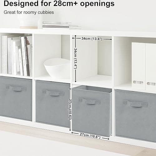 Amazing Tour 4 PCS Cube Storage Boxes 27x27x27 Gray,Foldable Fabric with Handles Collapsible for Home Office Nursery Organiser - Clothes Basket Containers thumbnail 3