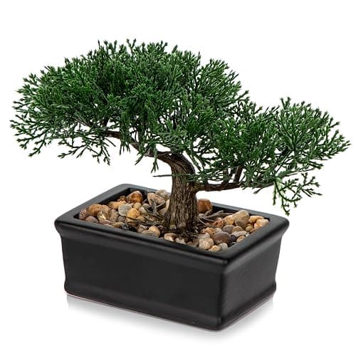 Artificial Bonsai Tree Juniper Faux Plants Indoor Fake Plants Decor with Ceramic Pots for Home Table Office Desk Bathroom Shelf Bedroom Living Room Farmhouse Decoration - Image 1