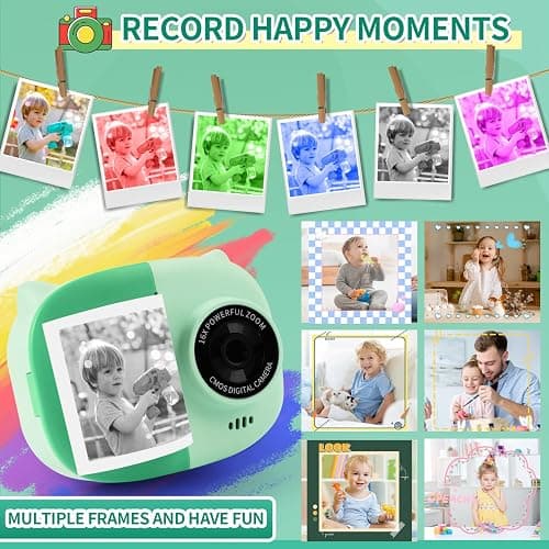 Rongta Instant Print Camera for Kids, Children Portable Photo Printer for Birthday Gifts, Kids Toys, 2.4 Inch Screen Kid Digital Camera for Girls Boys Age 3 4 5 6 7 8 9 10(Green) thumbnail 4