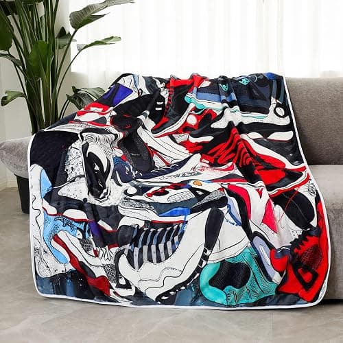 EISKBC Basketball Sneaker Blanket for Boys, Soft Cozy Warm Flannel Fleece, Decorative for Sofa, Couch, Chair, Bed, Living Room, 60x50inch thumbnail 5