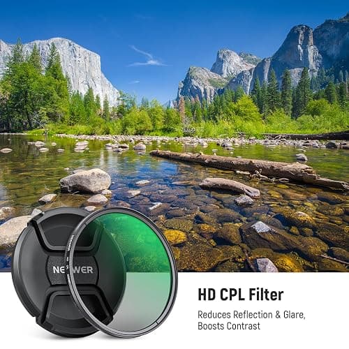 NEEWER 62mm CPL Filter with Lens Cap, Ultra Thin Circular Polarizing Filter, Nano Coating, HD Optical Glass for Camera Lens, Reduces Reflection and Glare Increases Contrast thumbnail 2