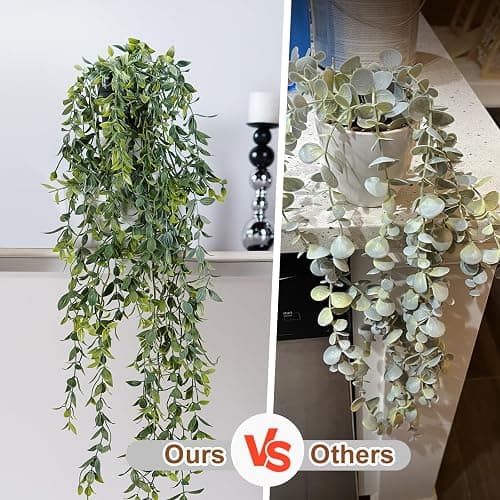 Yarmare Artificial Hanging Plant 2 Pcs Faux Plant Ivy Vine Faux Eucalyptus Vines Fake Potted Greenery for Wall Living Room Home Shelf Office Bathroom Outdoor Indoor Decor (Type 2) thumbnail 3