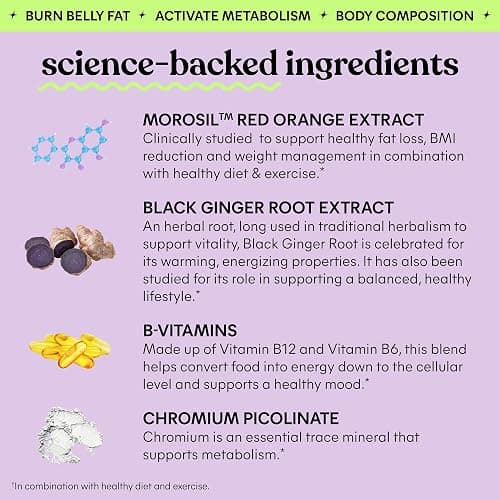 Lemme Burn Belly Fat & Metabolism Gummies for Women, 30-Day Supply | Clinically Studied Morosil, Black Ginger, B6, B12, Chromium, Vegan, Gluten-Free, Berry Flavor thumbnail 3