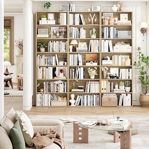 FACBOTALL 82" Tall Bookshelf, 7-Tier Open Shelves Bookcase, Freestanding Display Storage Shelves, Tall Bookcase Home Decor Furniture for Home Office, Living Room, Bedroom, Light Oak thumbnail 2