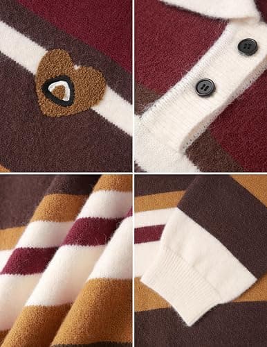 Aelfric Eden Sweaters Vintage Stripe Polo Sweater Soft Warm Knitted Polos Pullover Casual Long Sleeve Trendy Outfits thumbnail 6