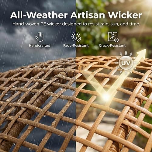 NICESOUL Egg Chair Indoor Outdoor, Large Egg Lounge Chair w/Ottoman, Oversized Comfy Cushioned Brid Cage Seat 440lbs, Boho Nest Seat with Footstool for Patio, Bedroom, Lawn, Backyard, Brown thumbnail 6