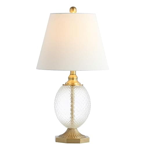 Safavieh Lighting Collection Kaiden Clear/ Brass Gold 24-inch Bedroom Living Room Home Office Desk Nightstand Table Lamp (LED Bulb Included) - Image 1