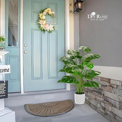 Der Rose 28" Fake Plants Large Artificial Monstera Faux Potted Plants Indoor Tall for Outdoor Living Room House Floor Front Porch Tree Decor thumbnail 7
