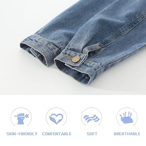Girls Boys Jean Jacket for (4-14 Years Kids) Trendy Cozy Soft Ripped Denim Coat Casual Outerwear School Travel Teen Gift thumbnail 6