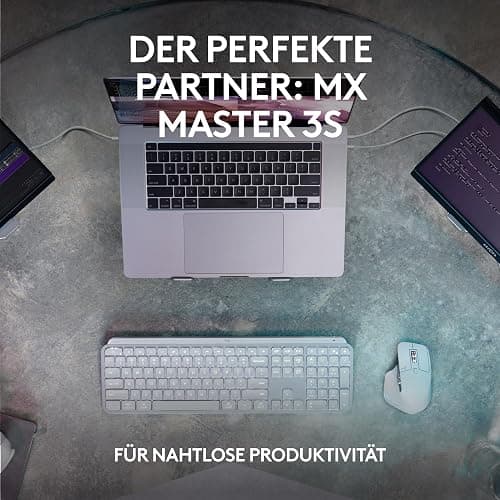 Logitech MX Keys S kabellose Tastatur, Low Profile, Fluid Quiet Typing, Programmable Keys, Backlighting, Bluetooth, USB C Rechargeable, für Windows PC, Linux, Chrome, Mac, Deutsches QWERTZ - Grau thumbnail 8