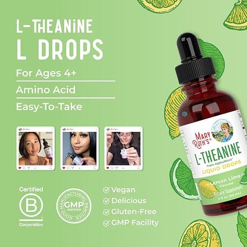 MaryRuth's L Theanine 200mg Liquid Drops for Adults & Kids, 30 Servings | Mood Support, Focus Supplement, Natural Sleep Support, Vegan, Non-GMO thumbnail 9