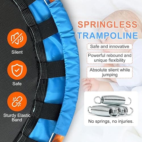 Ativafit 36inch Mini Toddler Trampoline for Kids Ages 1-6 Indoor Outdoor Folding Small Rebounder Trampoline with Foam Handle Safety Padded Cover Fun for Kids - Orange and Blue thumbnail 4