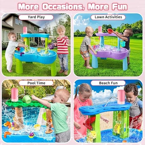 Infowush Powerful Water Table Pump, Battery Powered Water Pump for Water Table 3 Hours Non-Stop Fun Portable Summer Outdoor Sand/Water Table Toys Water Play Table Accessories for Toddlers Kids（Pink） thumbnail 6